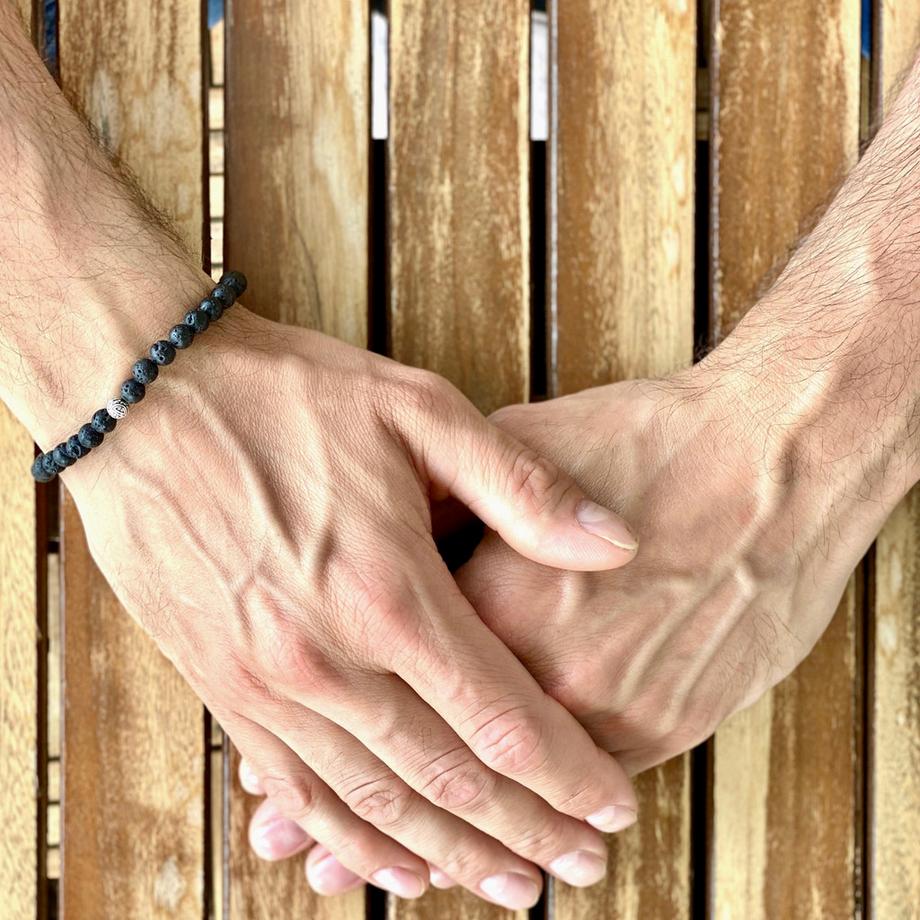 Balibay  Vulvio  Armband mit Lava Steinen & 925 Silber 