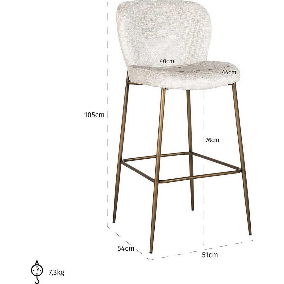 mutoni Chaise de bar Darby crème 105  