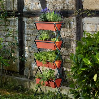 Tectake Jardinière verticale avec 4 bacs à fleurs 52 x 21 x 127 cm  