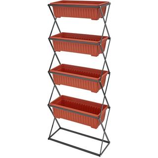 Tectake Jardinière verticale avec 4 bacs à fleurs 52 x 21 x 127 cm  