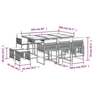 VidaXL Ensemble de salle à manger de jardin rotin synthétique  