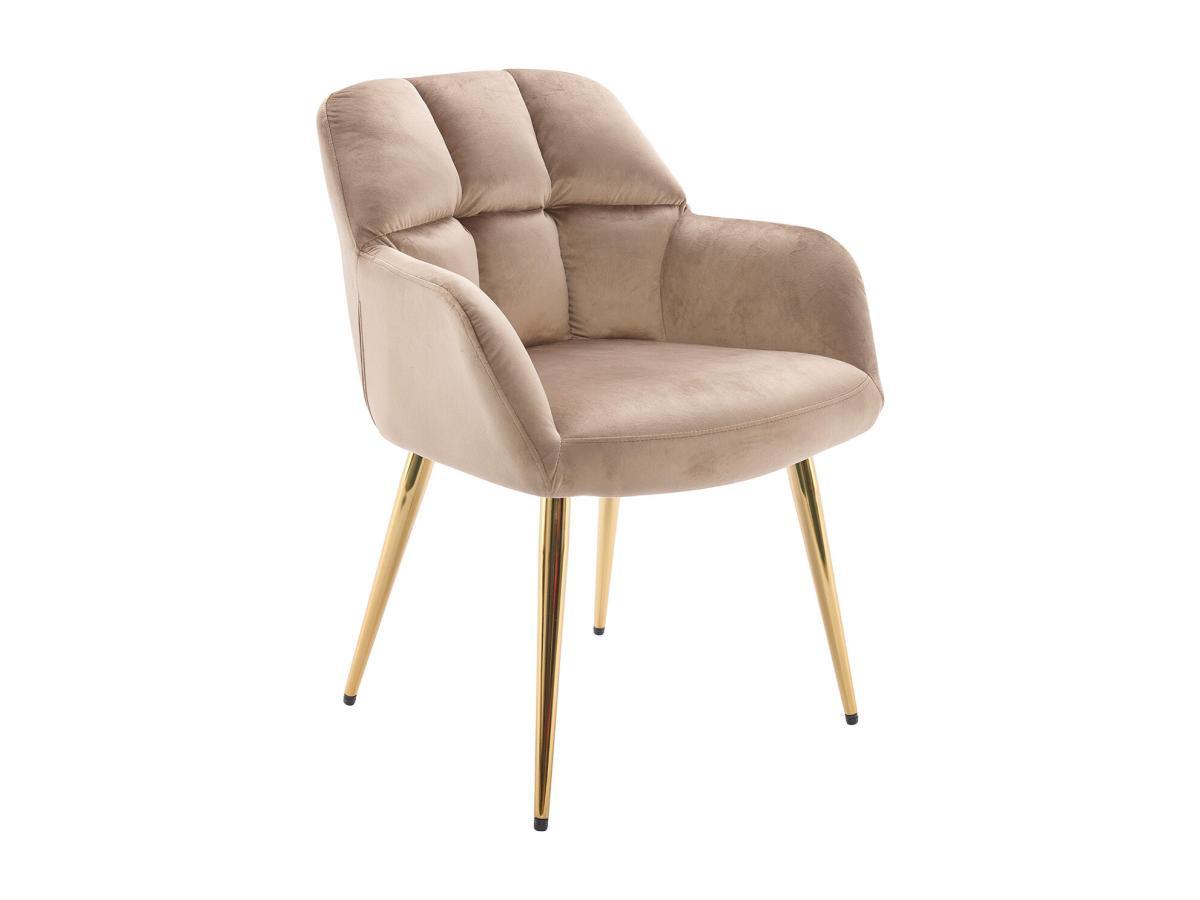 PASCAL MORABITO Lot de 2 chaises avec accoudoirs - Velours et métal doré - Beige - PEGA de Pascal MORABITO  