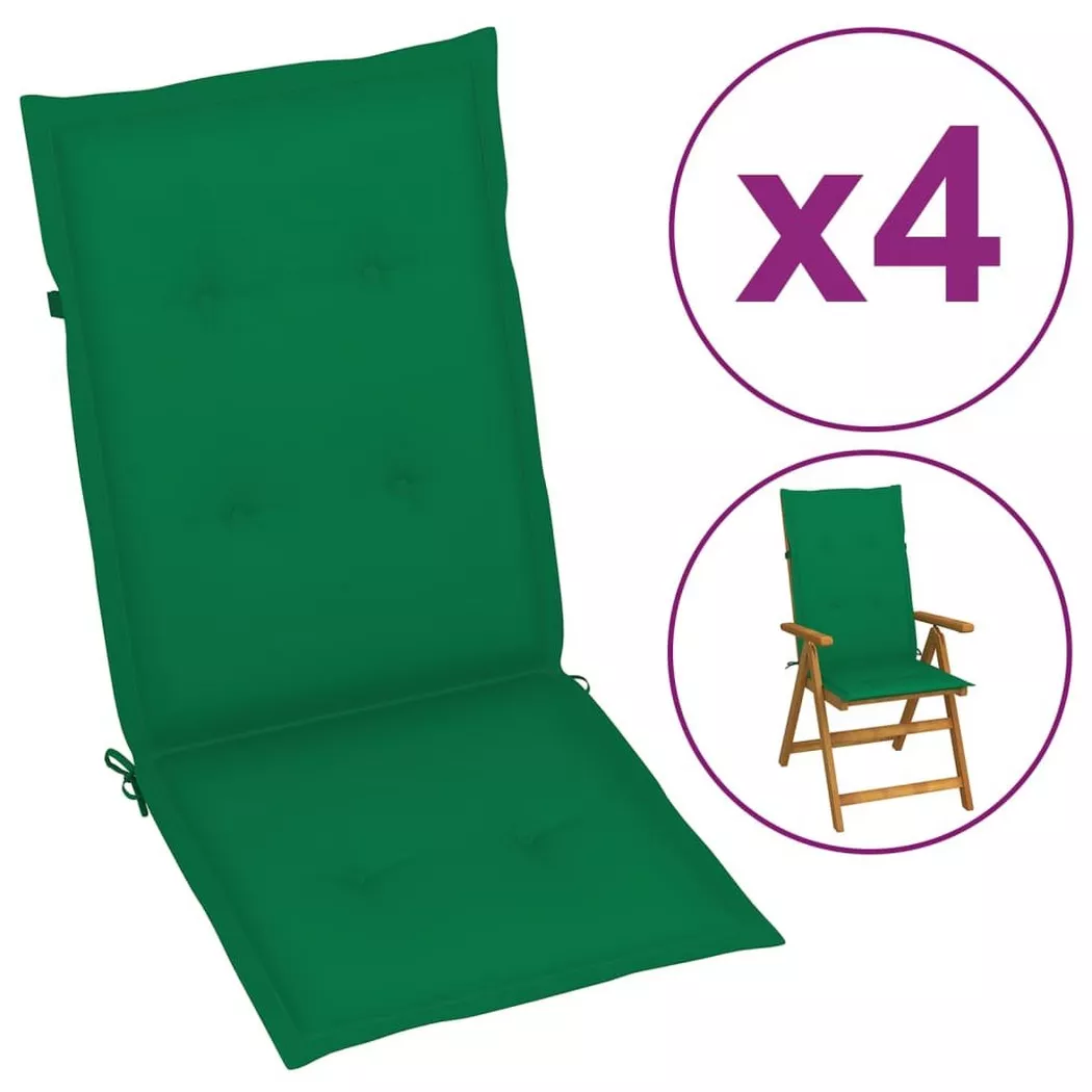 vidaXL Tuinstoelkussens 4 st hoge rug 120x50x3 cm stof groen43186