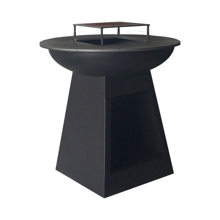 Mr. Grill  Plaque à feu avec compartiment à bois & anneau de gril Black 