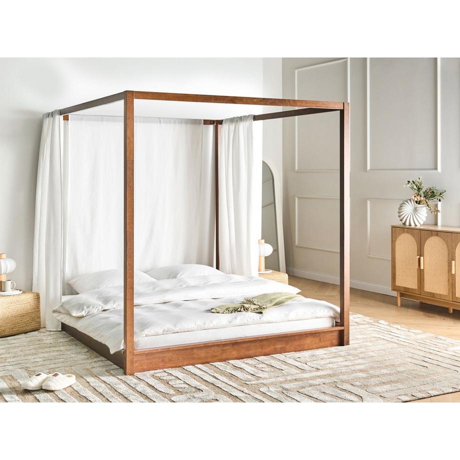 Beliani Lit à baldaquin en Bois d'hévéa  HERLIERE  