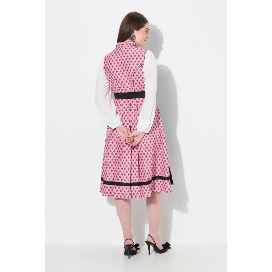 Ulla Popken Ornamentales Dirndl Stehkragen V-Ausschnitt  