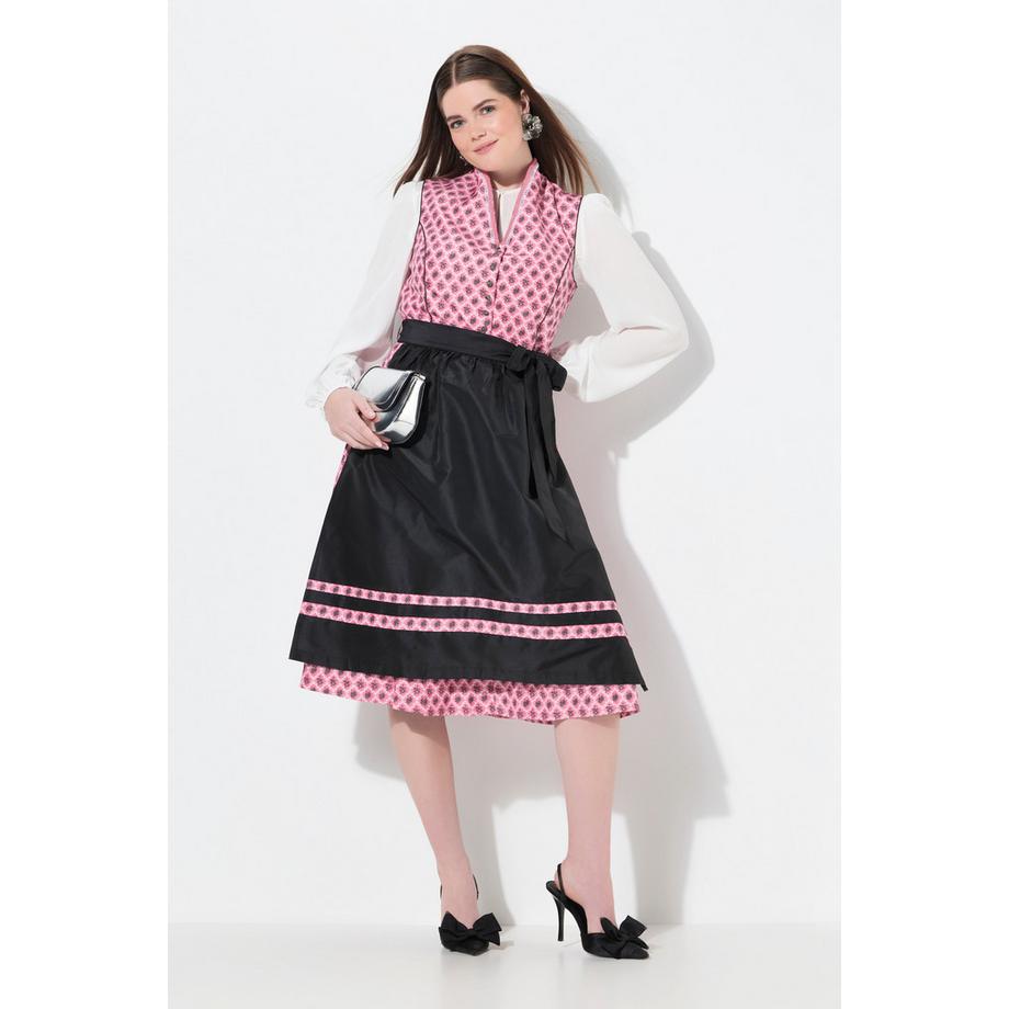 Ulla Popken Ornamentales Dirndl Stehkragen V-Ausschnitt  