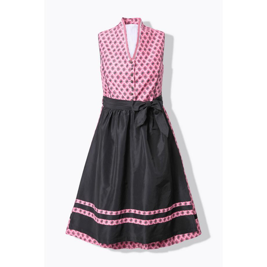 Ulla Popken Ornamentales Dirndl Stehkragen V-Ausschnitt  