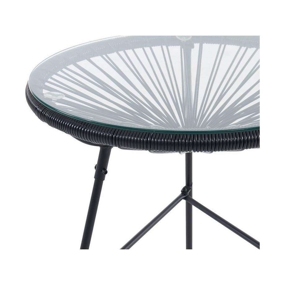 Vente-unique Table de jardin en fils de résine tressés - Noir - ALIOS III de MYLIA  