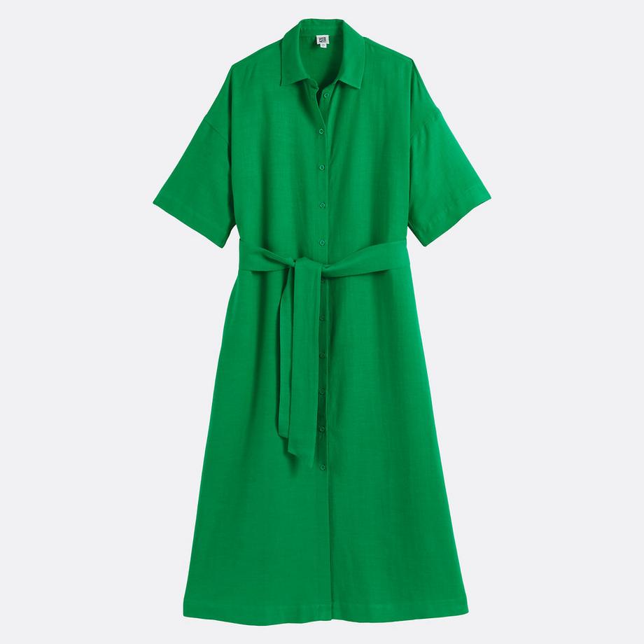 La Redoute Collections Abito Camicia Lungo Maniche Gomito Cinturato  