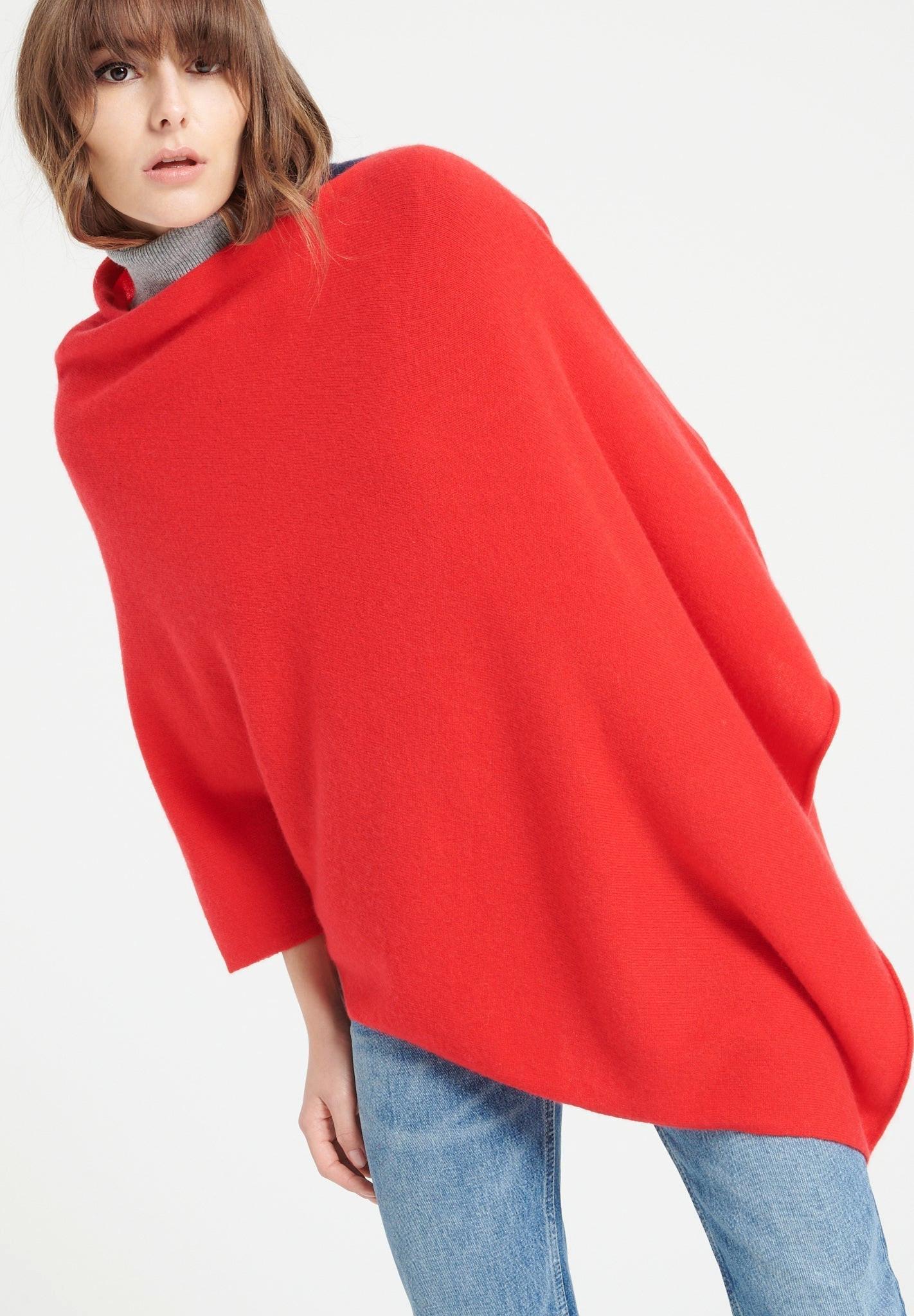 Image of Lilly 9 Poncho Mit V-ausschnitt - 100% Kaschmir Damen Rot L