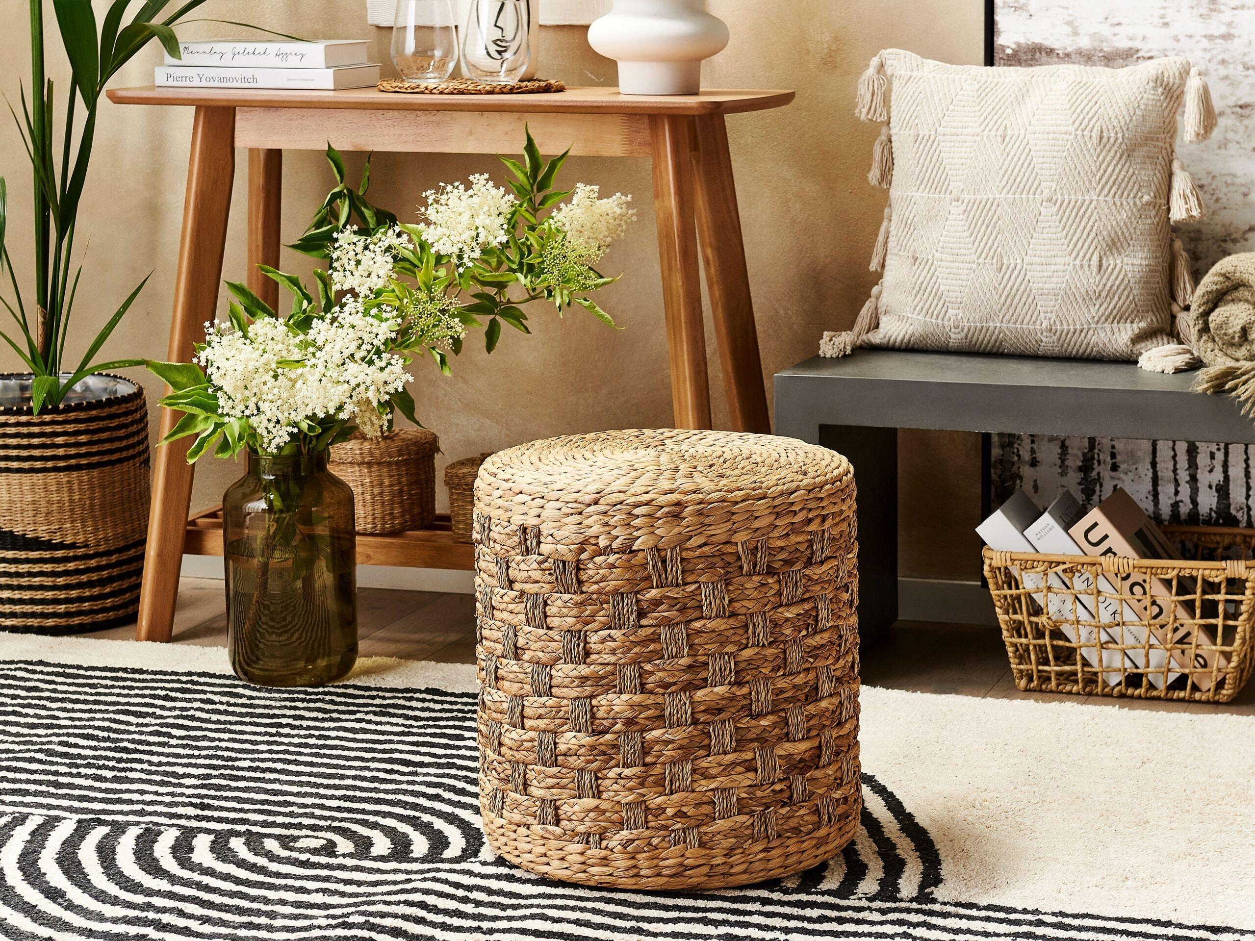 Beliani Pouf en Herbier marin Boho BASSLET  