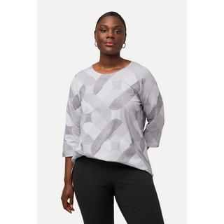 Ulla Popken  Shirt, Ziersteine, Rundhals, 3/4-Arm, Pima Cotton 