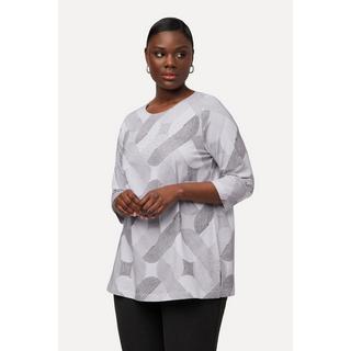 Ulla Popken  Shirt, Ziersteine, Rundhals, 3/4-Arm, Pima Cotton 