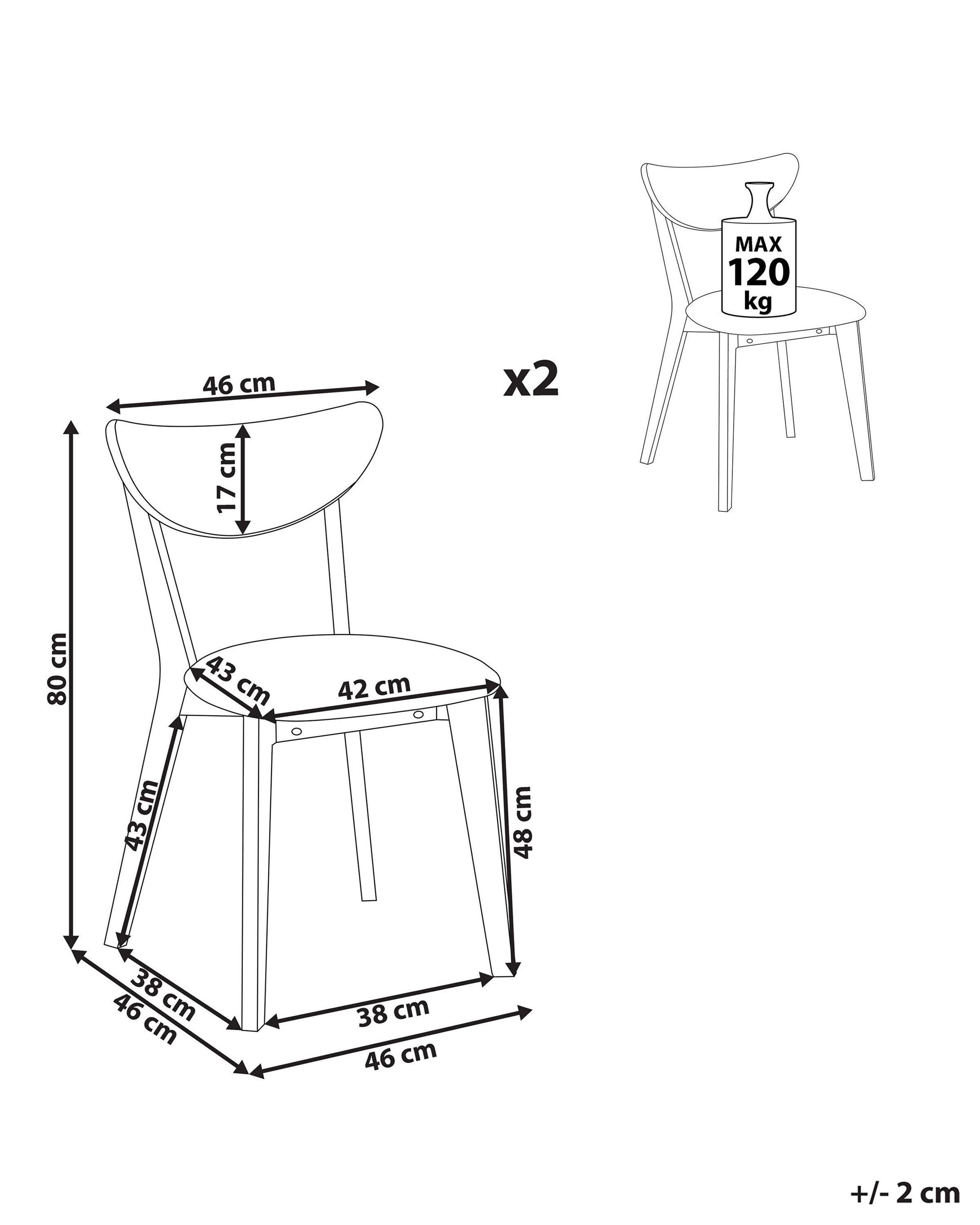 Beliani Lot de 2 chaises de salle à manger en Bois d'hévéa Traditionnel ERIE  