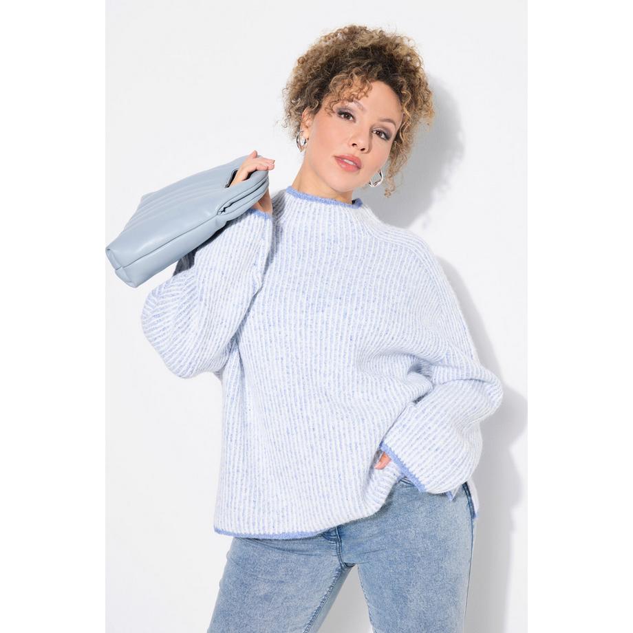 Ulla Popken Maglione Rigato Collo Alto Manica Lunga  