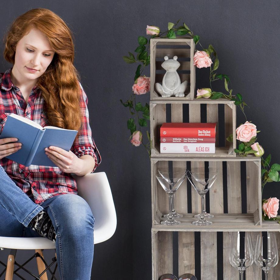 B2X Coffret en bois shabby - lot de 4  