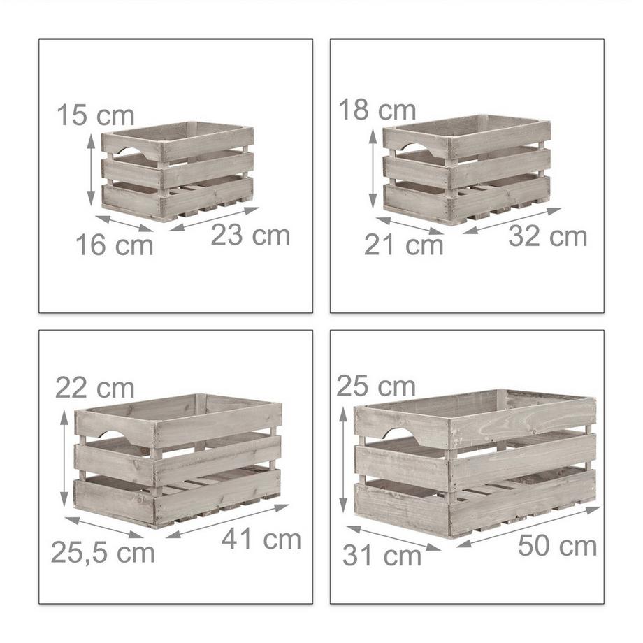 B2X Coffret en bois shabby - lot de 4  