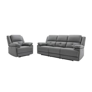 Vente-unique Relaxsofa elektrisch 3-Sitzer + Sessel - Stoff - Grau - DOLENE  