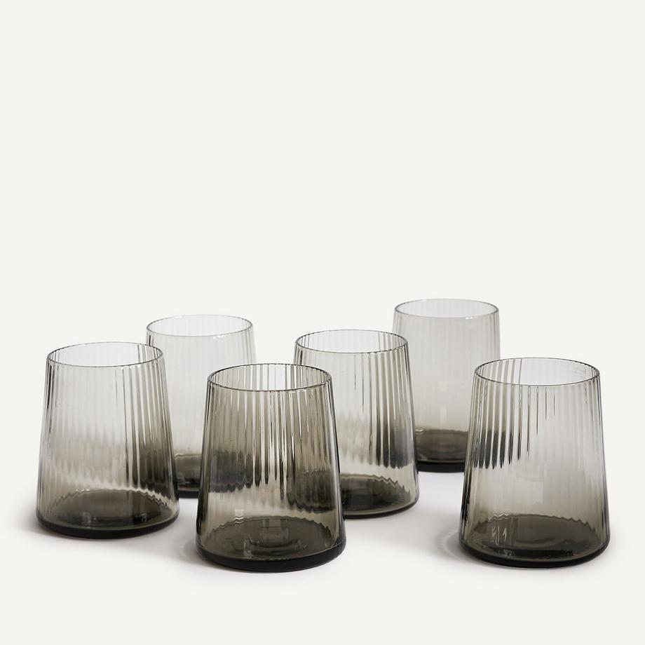 AM.PM Lot de 6 verres à eau striés  