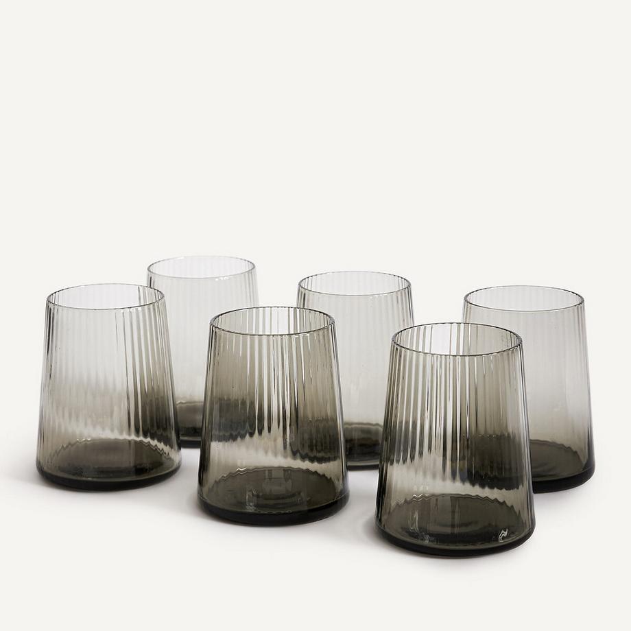 AM.PM Lot de 6 verres à eau striés  