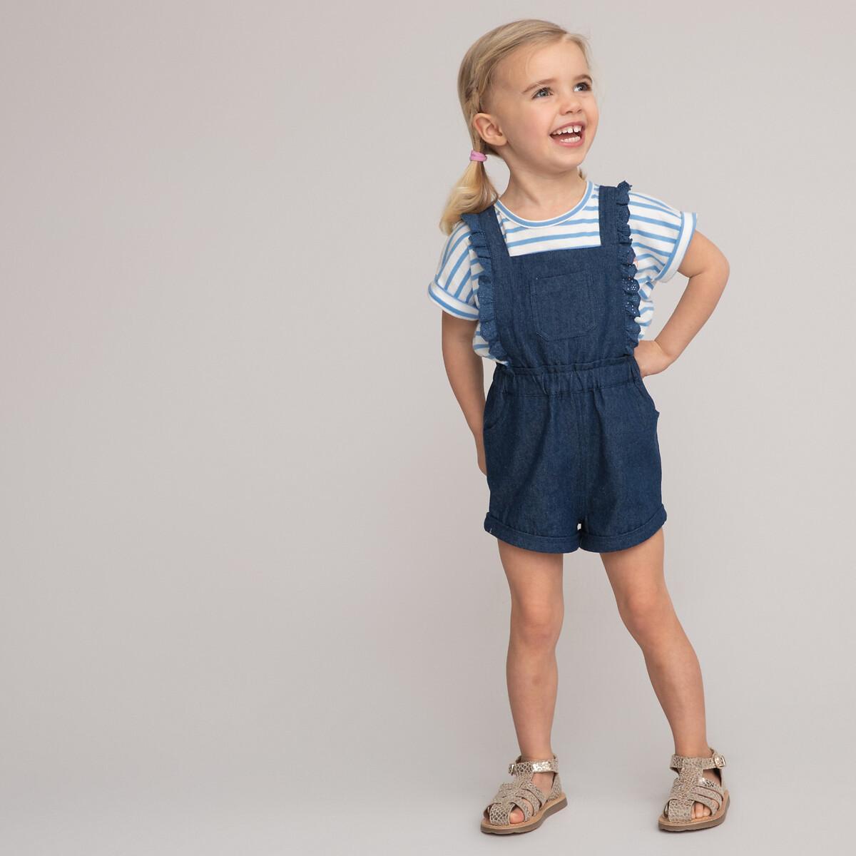 Image of Kurze Latzhose Aus Leichtem Denim Unisex Blau 12 mese