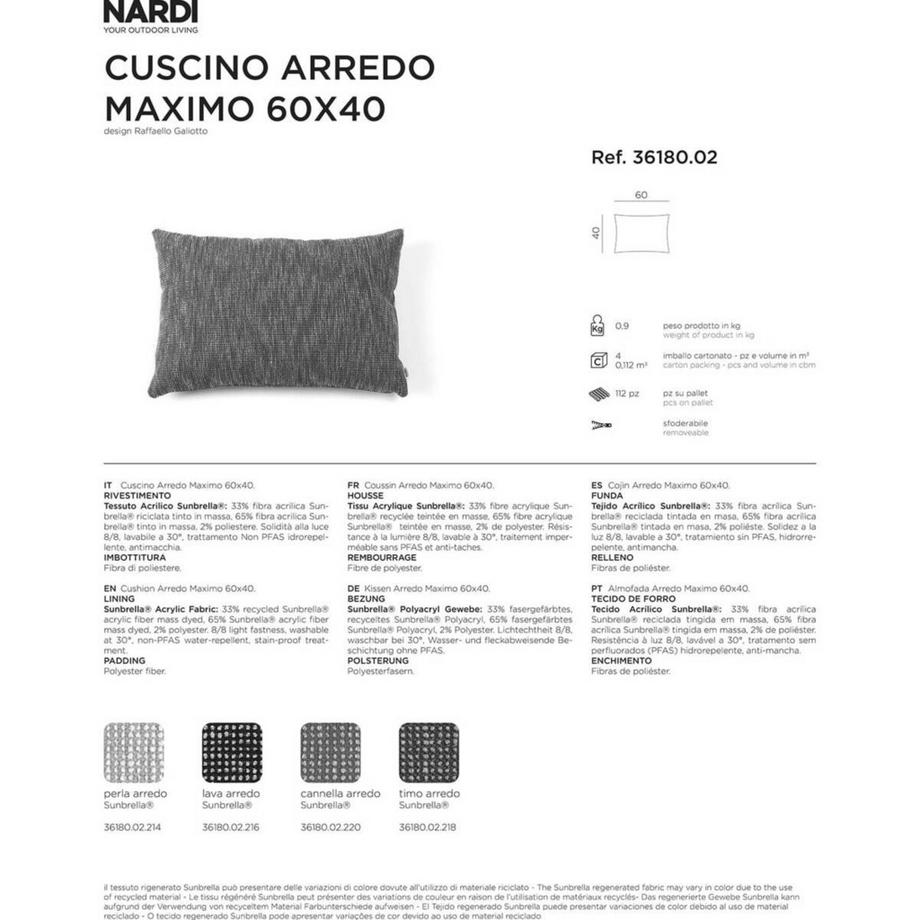 NARDI outdoor Gartenkissen Maximo 60x40  