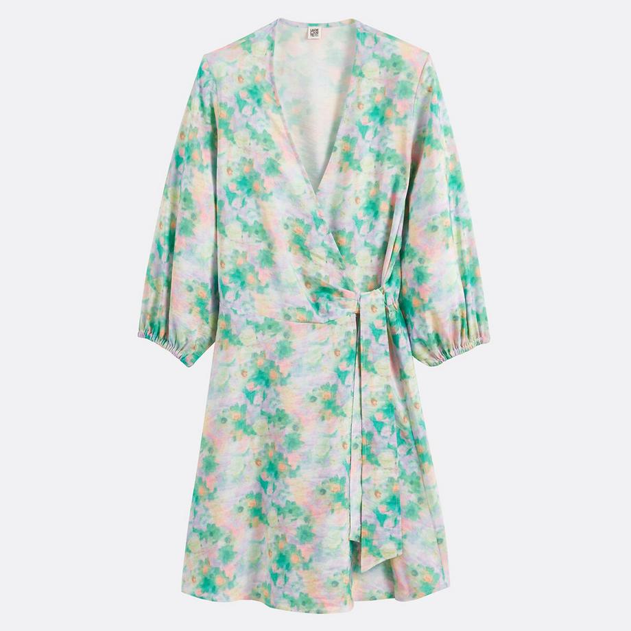 La Redoute Collections Robe Portefeuille Courte Manches 3/4 Imprimé Floral  