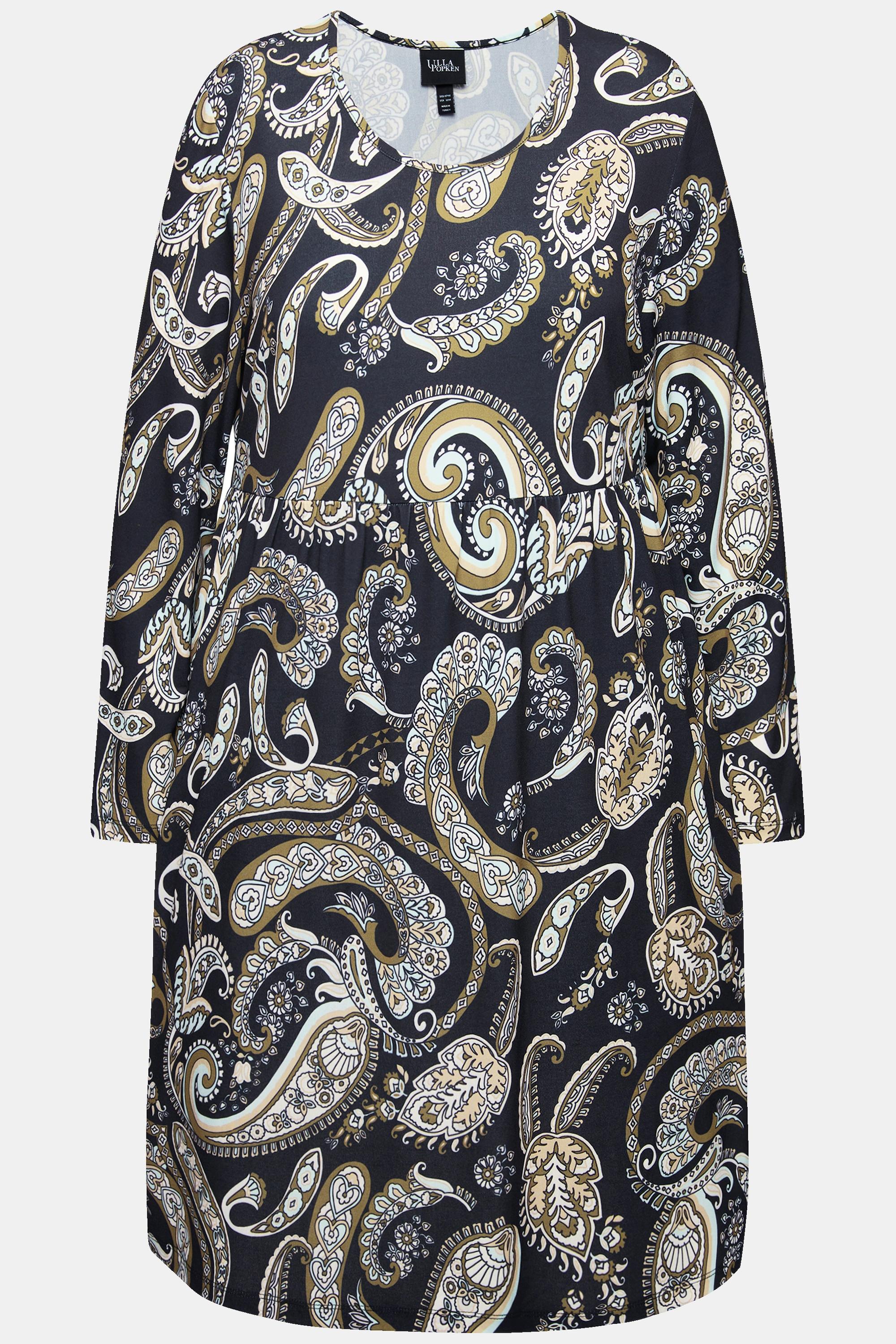 Ulla Popken Abito in jersey Paisley A-line Maniche Lunghe  