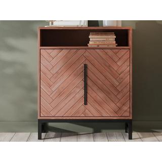 Vente-unique Buffet 2 portes et 1 niche - Bois d'acacia et métal - Naturel et noir - VEDILA  