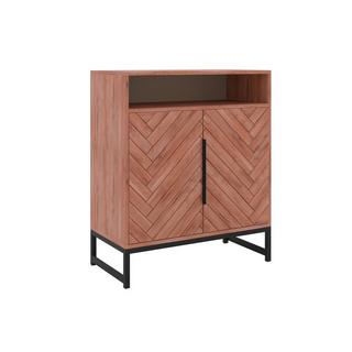 Vente-unique Buffet 2 portes et 1 niche - Bois d'acacia et métal - Naturel et noir - VEDILA  