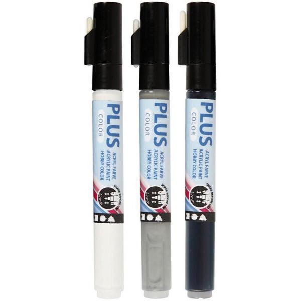 Image of Acrylmarker Plus Color 3er Set, Schwarz Weiss Grau