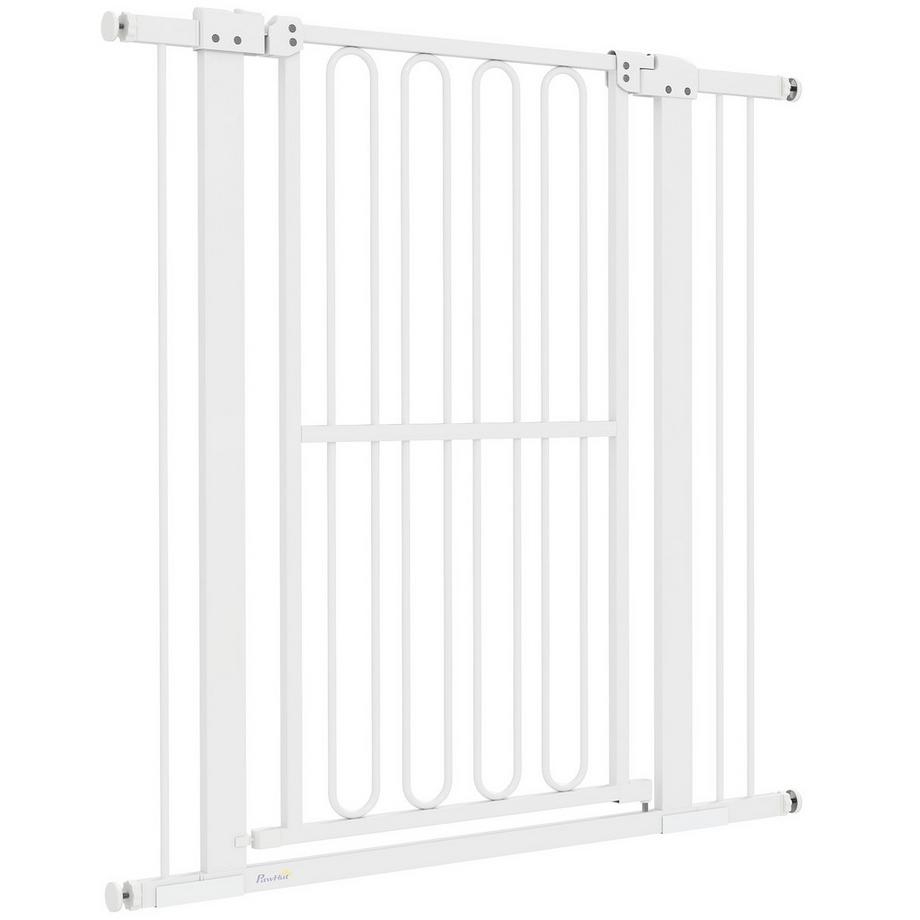 Northio  Barrière de sécurité pour porte pour chien, barrière de 76 à 104 cm sans perçage, barrière d'escalier en acier, barrière d'escalier, barrière de sécurité, barrière de sécurité pour escaliers, porte, couloir, blanc 