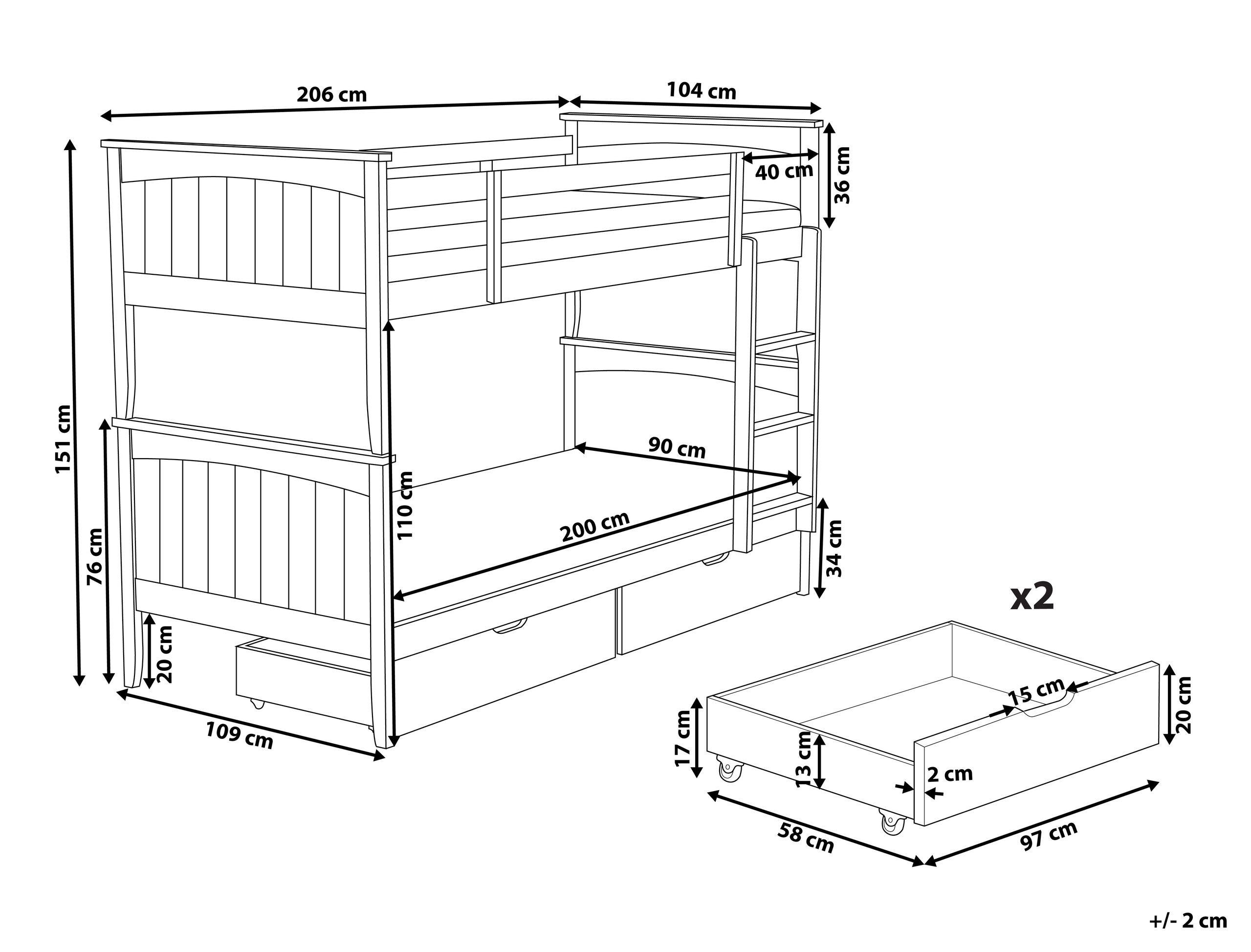 Beliani Letto a castello con cassetti en Legno di pino Scandinavo ALBON  