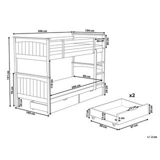 Beliani Letto a castello con cassetti en Legno di pino Scandinavo ALBON  