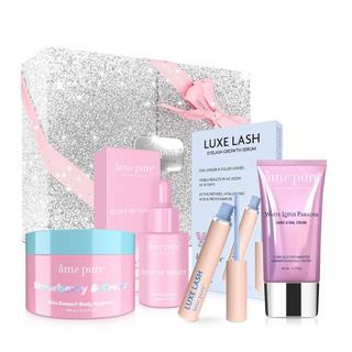 âme pure  HOLIDAY GLOW Coffret Cadeau: Sérum Luxe Lash pour les cils, sérum hydratant pour le visage, crème pour le corps, crème pour les mains 