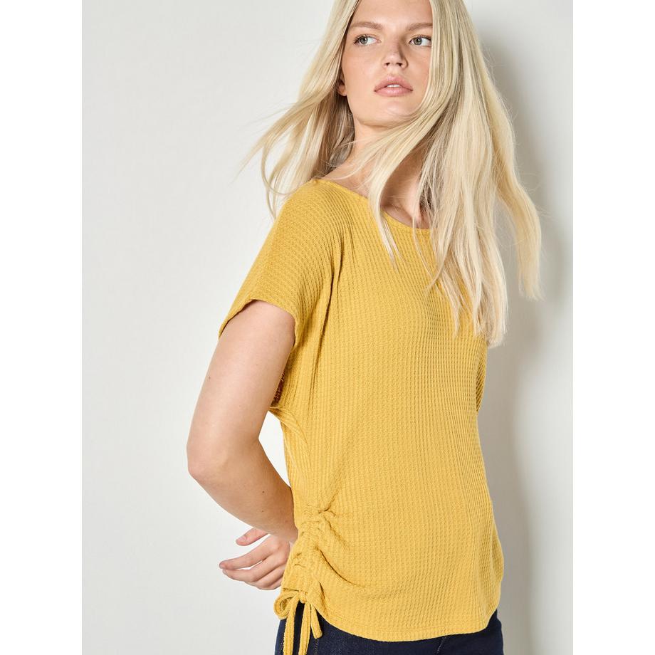 APRICOT Waffelgestricktes gerafftes T-Shirt  
