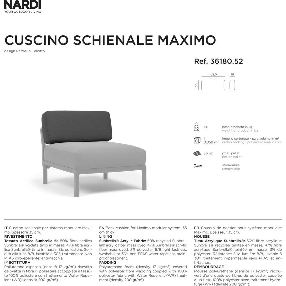 NARDI outdoor Garten-Rückenkissen Maximo  