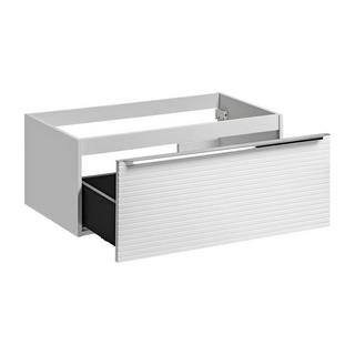 Vente-unique Meuble sous vasque suspendu strié blanc avec planche - 90 cm - LATOMA  