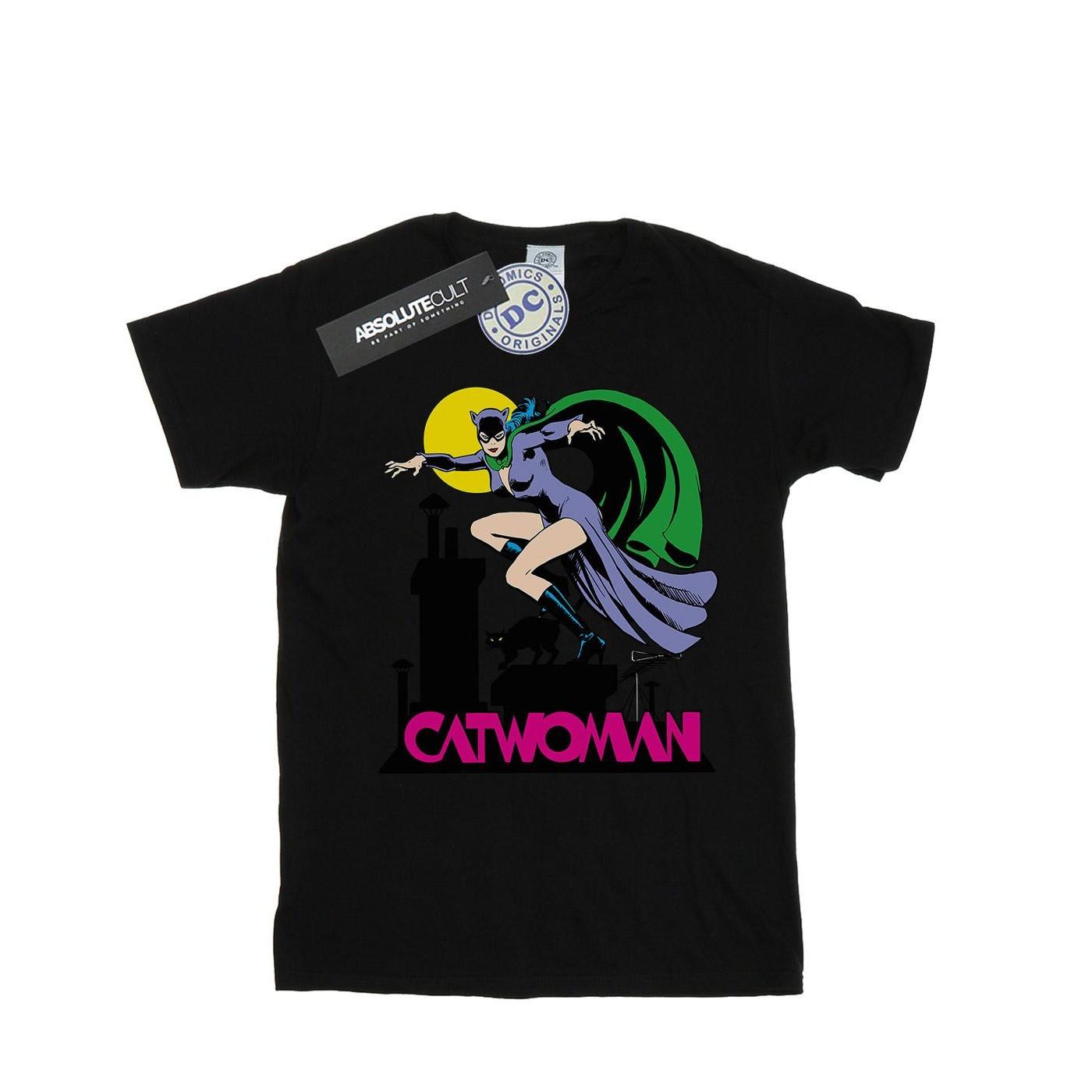 Image of Catwoman Text Logo Tshirt Mädchen Schwarz 152-158
