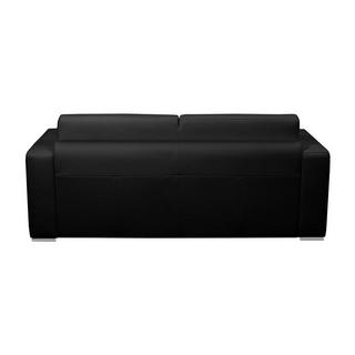 Vente-unique Canapé 3 places convertible express 100% cuir de buffle noir matelas 18 cm DELECTEA II  