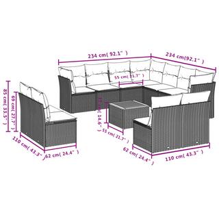 VidaXL Ensemble de canapés de jardin rotin synthétique  