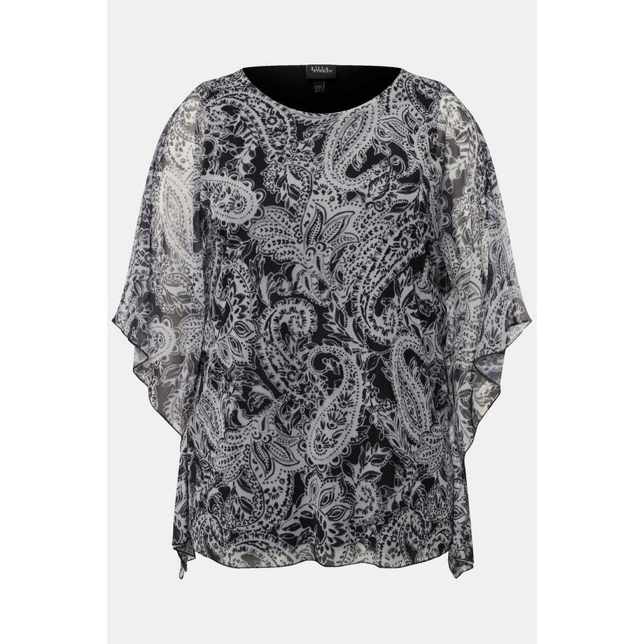 Ulla Popken Blusa Doppia Strato Oversize Girocollo Mezza Manica  