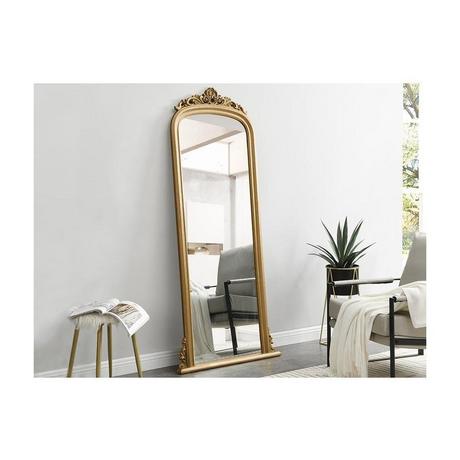 Vente-unique Grand miroir en bois de paulownia - H.180 cm - Doré - MERRY  