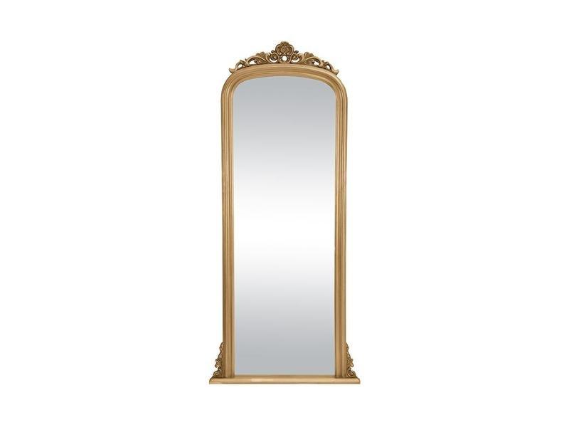 Vente-unique Grand miroir en bois de paulownia - H.180 cm - Doré - MERRY  