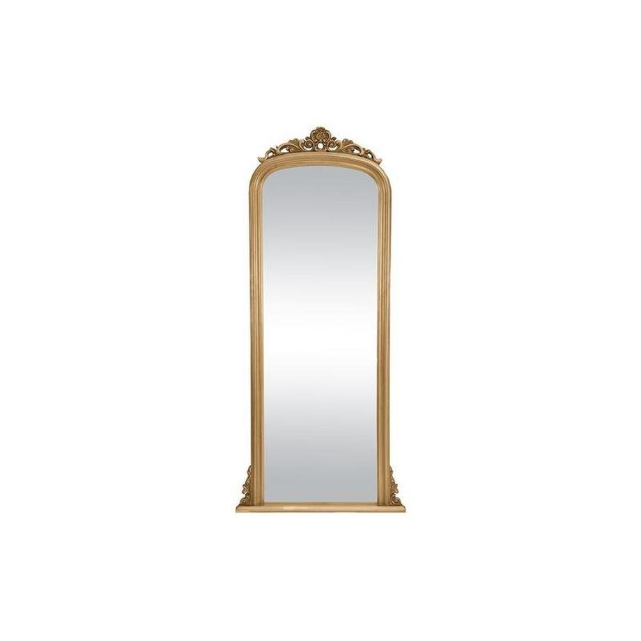 Vente-unique Grand miroir en bois de paulownia - H.180 cm - Doré - MERRY  