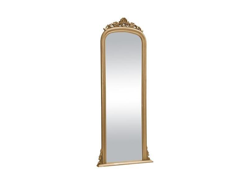 Vente-unique Grand miroir en bois de paulownia - H.180 cm - Doré - MERRY  