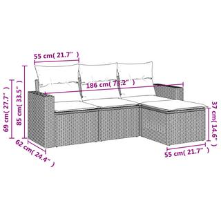 VidaXL Ensemble de canapés de jardin rotin synthétique  