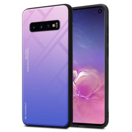 Cadorabo  Housse compatible avec Samsung Galaxy S10 4G - Coque de protection bicolore en silicone TPU et dos en verre trempé 