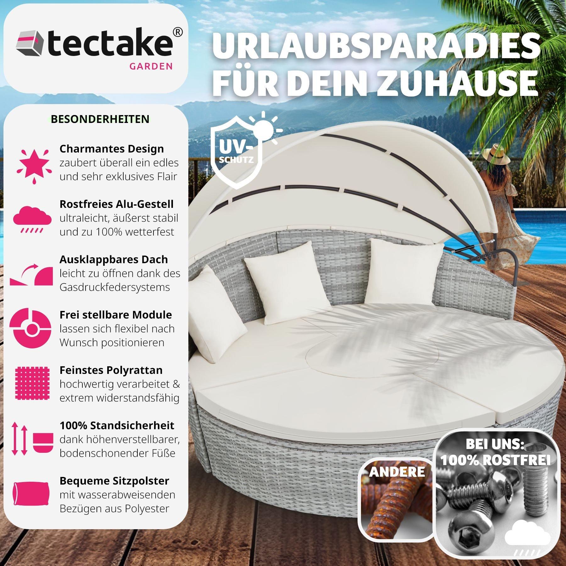 Tectake Bain de soleil rond modulable ZANZIBAR  